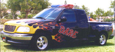 Purple Pickup Truck with Flames